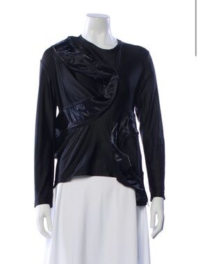 Comme des Garcons Black Long Sleeve Satin-Trim Top